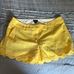 J. Crew High Waist Yellow Scalloped Shorts